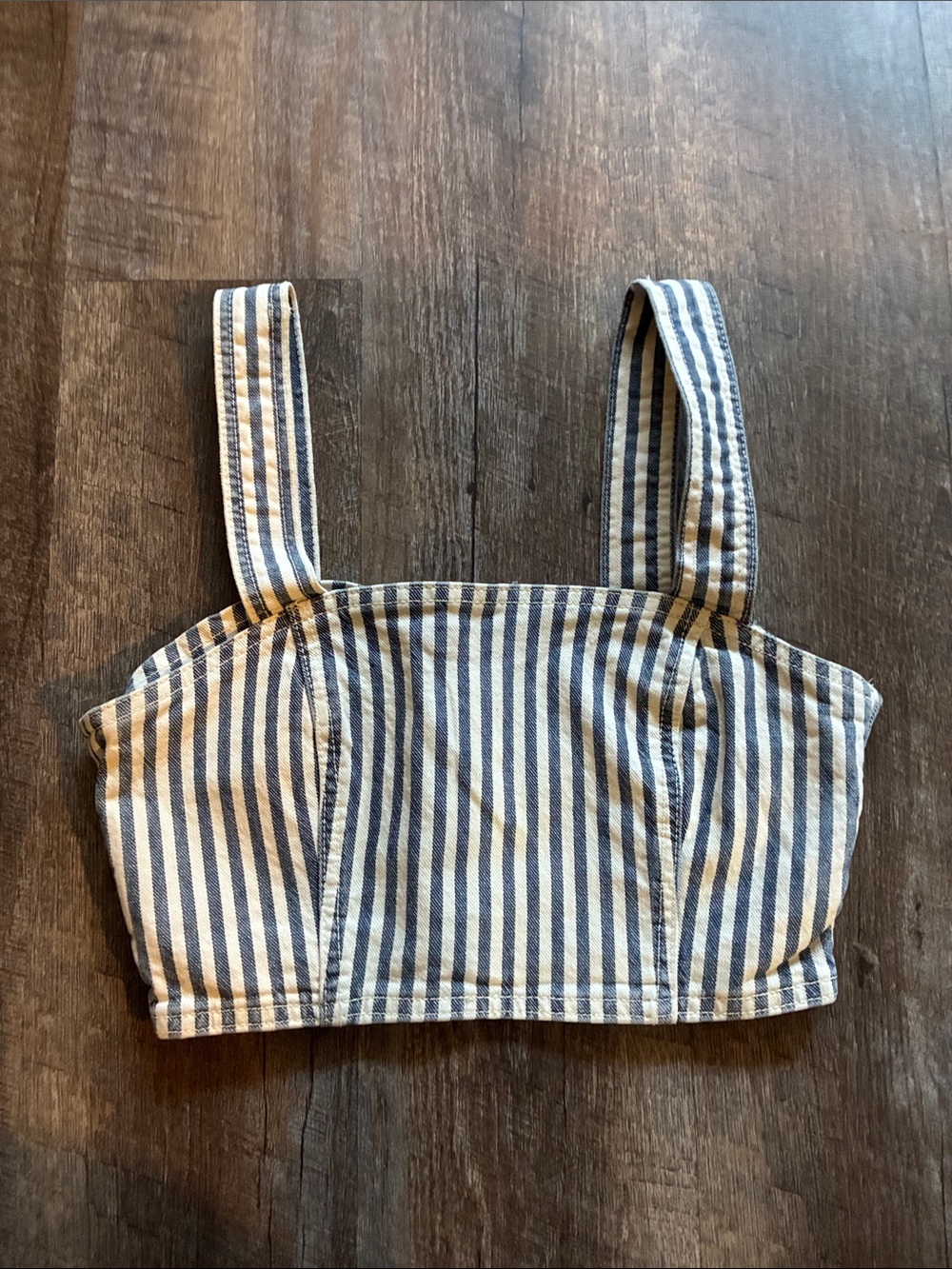 Zara Blue & White Striped Crop Tank